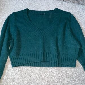Emerald Green V-Neck Women's Sweater